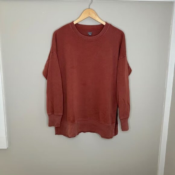 Aerie Washed Oversized Tunic Sweatshirt Top Women's Small S Slit Hem Terracotta - Picture 1 of 4